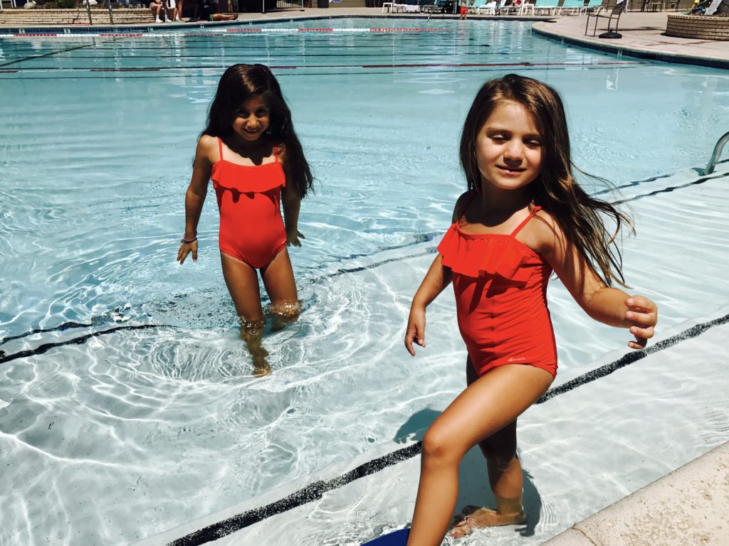 Aurein Swim Sisters Matching Brooklyn Red